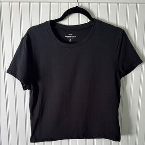 Abercrombie & Fitch Black Crop Fitted T-Shirt Short Sleeve